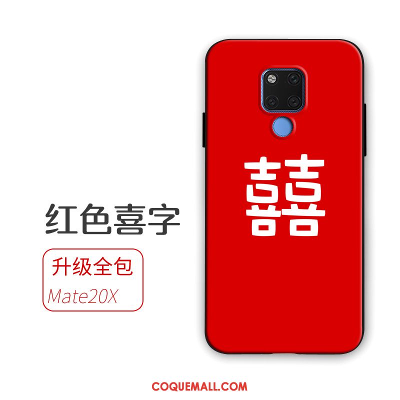 Étui Huawei Mate 20 X Fluide Doux Marque De Tendance Support, Coque Huawei Mate 20 X Téléphone Portable Rouge