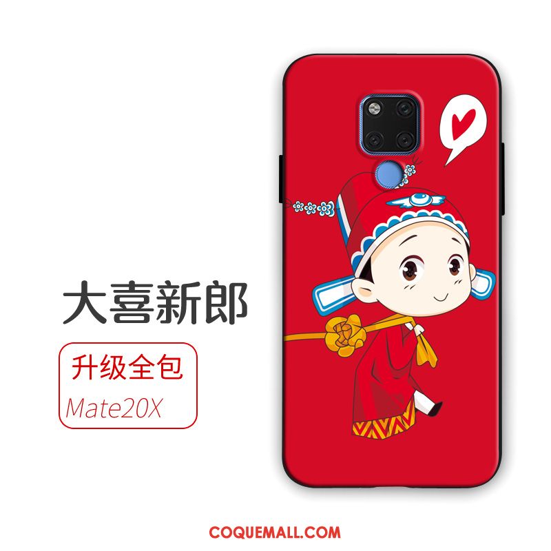 Étui Huawei Mate 20 X Fluide Doux Marque De Tendance Support, Coque Huawei Mate 20 X Téléphone Portable Rouge