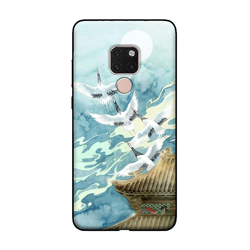 Étui Huawei Mate 20 X Fluide Doux Rose Art, Coque Huawei Mate 20 X Grue Téléphone Portable