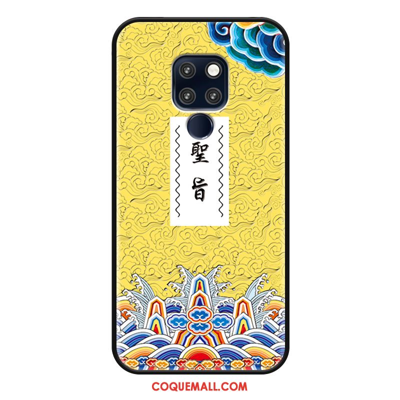 Étui Huawei Mate 20 X Jaune Téléphone Portable Gaufrage, Coque Huawei Mate 20 X Créatif Style Chinois