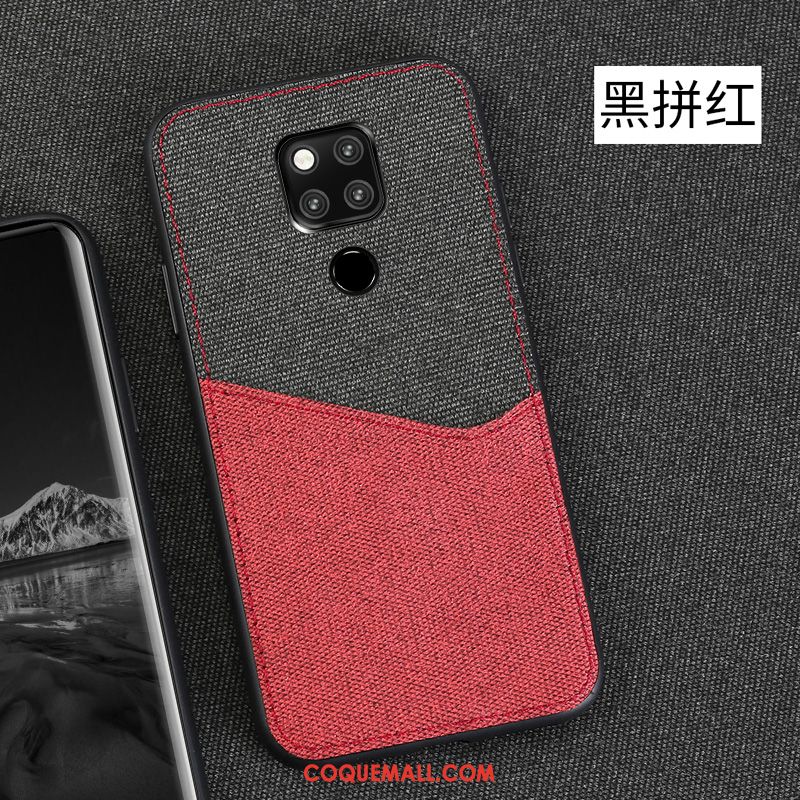 Étui Huawei Mate 20 X Modèle Fleurie Protection Rouge, Coque Huawei Mate 20 X Carte Tissu