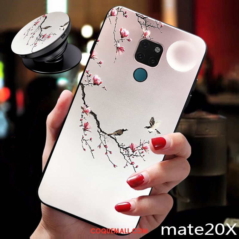 Étui Huawei Mate 20 X Personnalité Anneau Frais, Coque Huawei Mate 20 X Nouveau Net Rouge