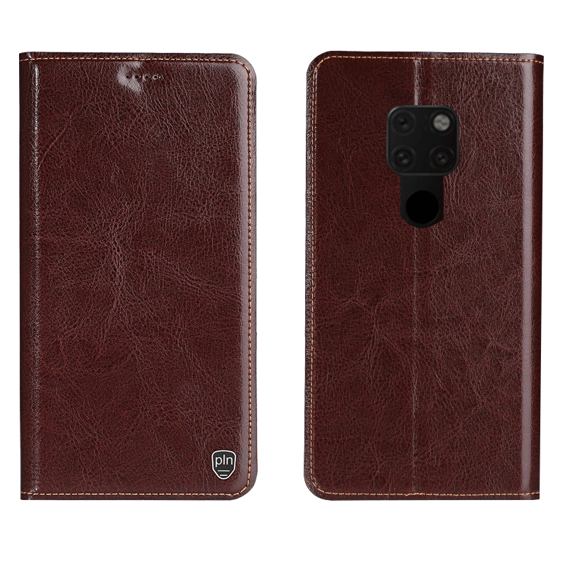 Étui Huawei Mate 20 X Protection Tout Compris Téléphone Portable, Coque Huawei Mate 20 X Cuir Véritable Étui En Cuir Braun