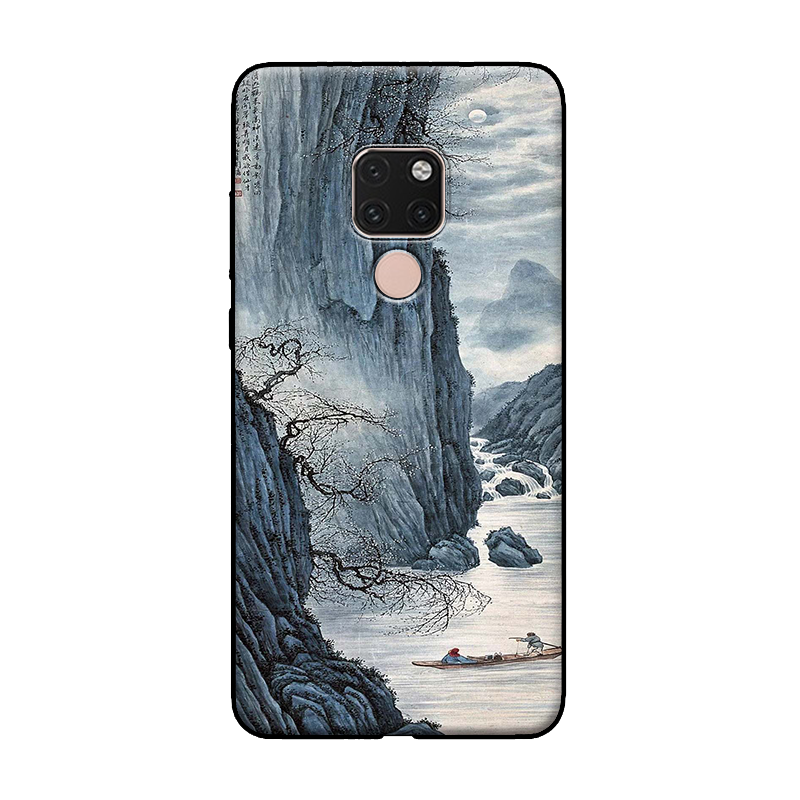 Étui Huawei Mate 20 X Téléphone Portable Noir Blanc, Coque Huawei Mate 20 X Encre Art