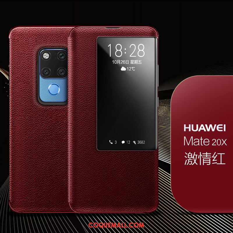 Étui Huawei Mate 20 X Téléphone Portable Tout Compris Business, Coque Huawei Mate 20 X Cuir Véritable Personnalité