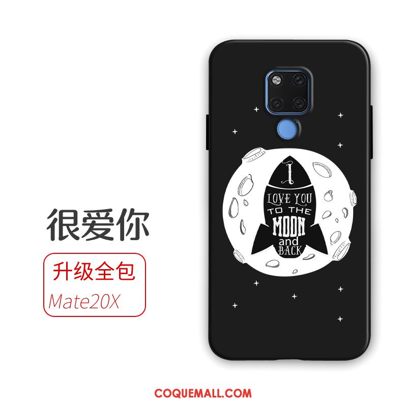 Étui Huawei Mate 20 X Téléphone Portable Tout Compris Protection, Coque Huawei Mate 20 X Fluide Doux Noir