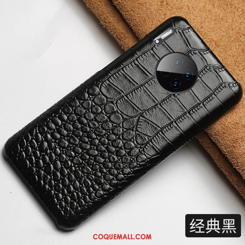 Étui Huawei Mate 30 Classic Cuir Véritable Luxe, Coque Huawei Mate 30 Protection Cuir Haut