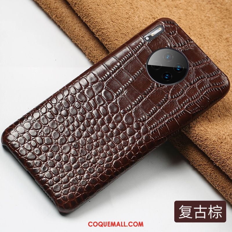 Étui Huawei Mate 30 Classic Cuir Véritable Luxe, Coque Huawei Mate 30 Protection Cuir Haut