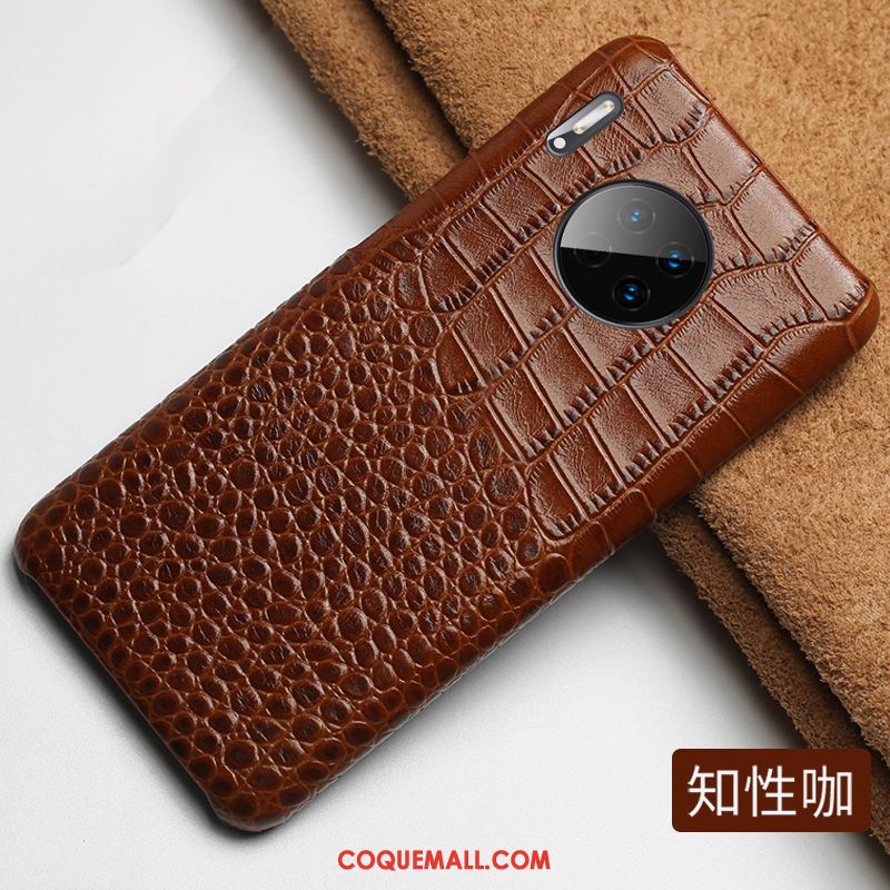 Étui Huawei Mate 30 Classic Cuir Véritable Luxe, Coque Huawei Mate 30 Protection Cuir Haut