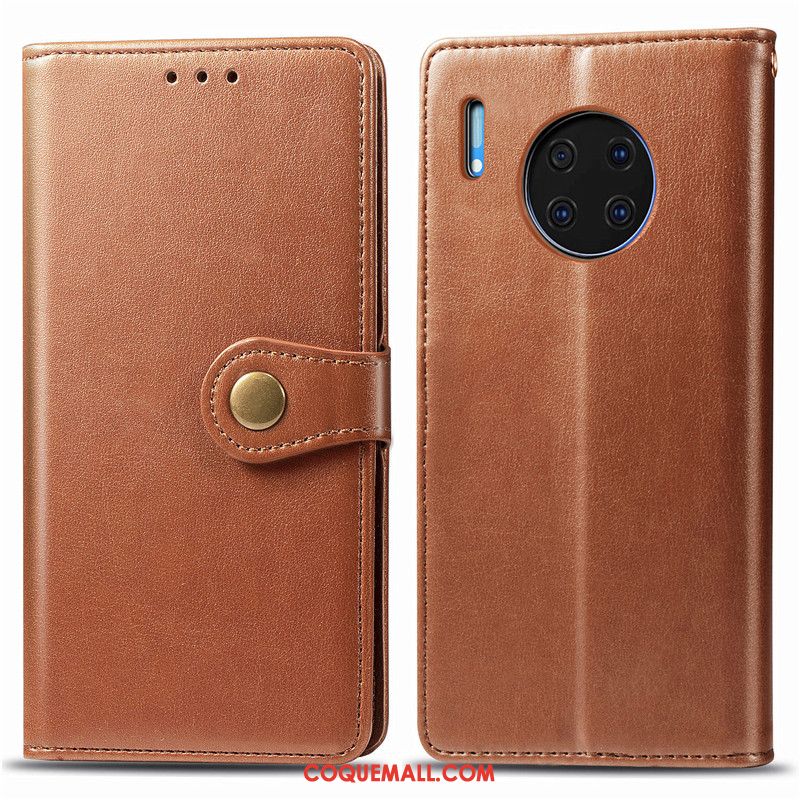 Étui Huawei Mate 30 En Cuir Similicuir Simple, Coque Huawei Mate 30 Rouge Couleur Unie