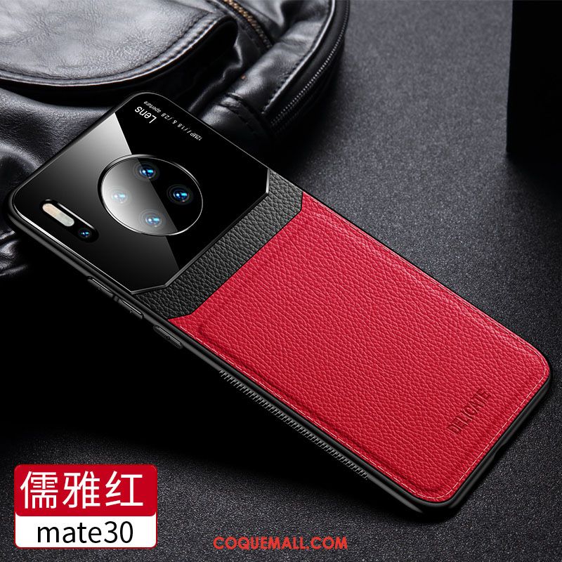 Étui Huawei Mate 30 Incassable Net Rouge Verre, Coque Huawei Mate 30 Personnalité Protection