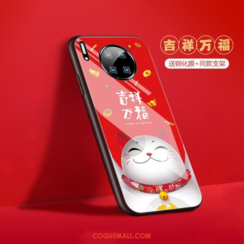 Étui Huawei Mate 30 Incassable Style Chinois Protection, Coque Huawei Mate 30 Nouveau Rouge