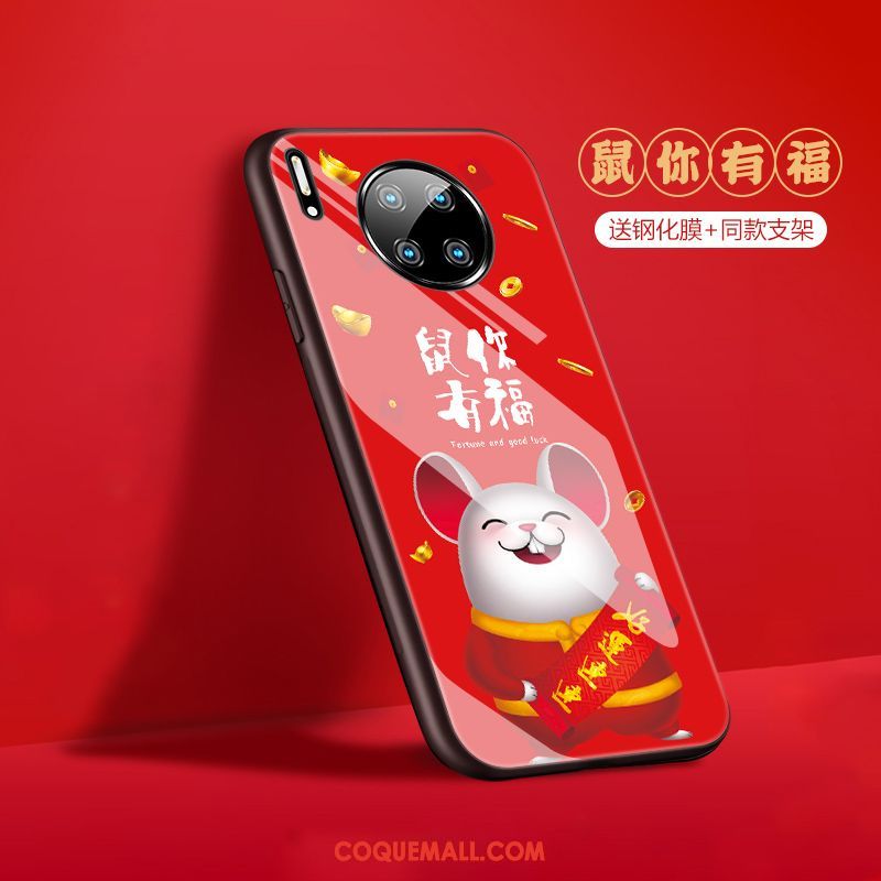 Étui Huawei Mate 30 Incassable Style Chinois Protection, Coque Huawei Mate 30 Nouveau Rouge