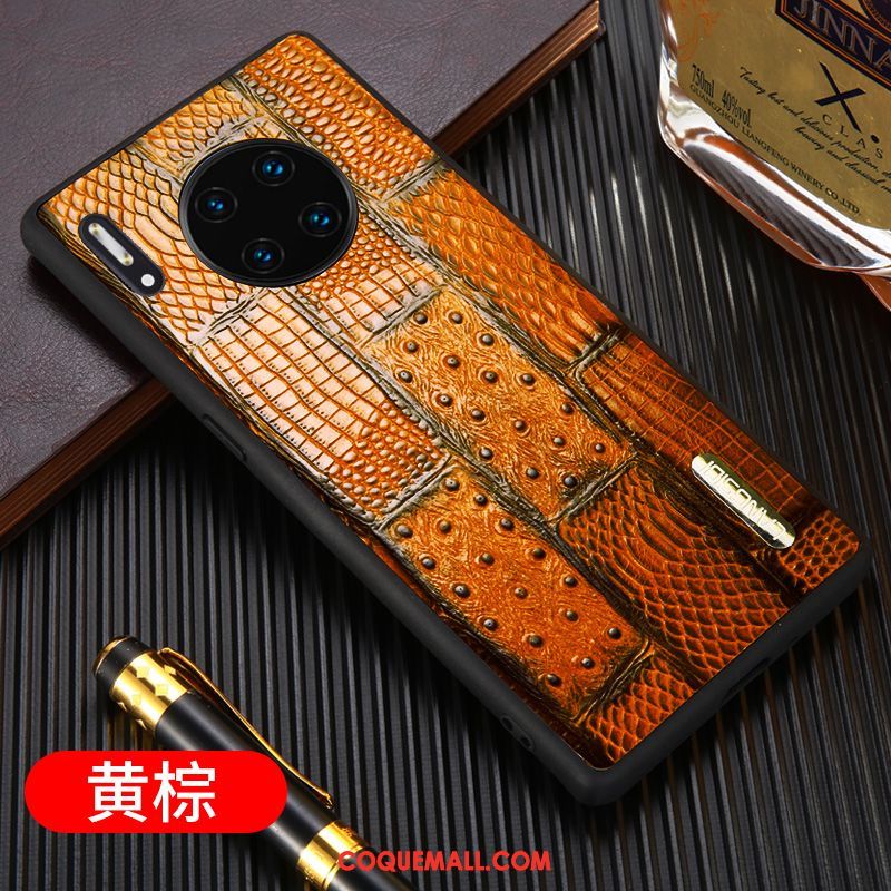 Étui Huawei Mate 30 Luxe Cuir Véritable Business, Coque Huawei Mate 30 Tout Compris Grande Marque