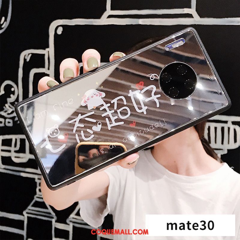 Étui Huawei Mate 30 Marque De Tendance Or Incassable, Coque Huawei Mate 30 Téléphone Portable Net Rouge