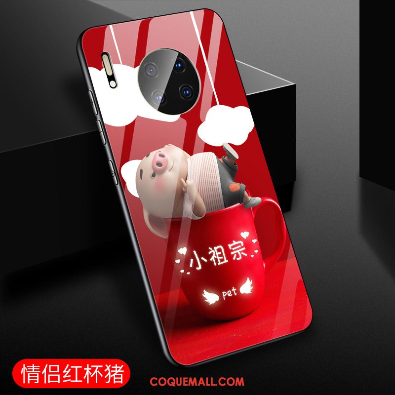 Étui Huawei Mate 30 Net Rouge Dessin Animé Bleu, Coque Huawei Mate 30 Téléphone Portable Protection