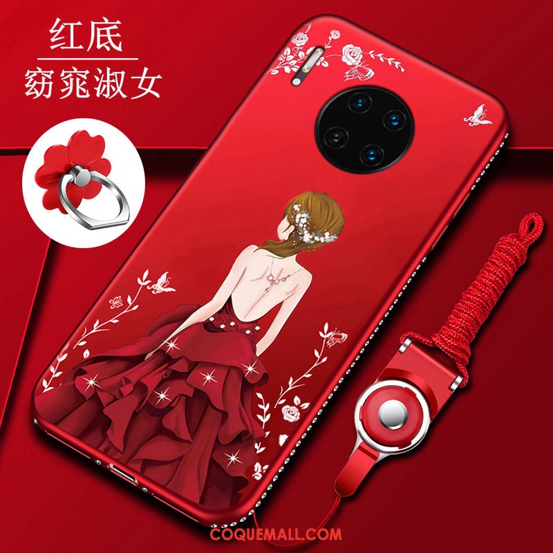 Étui Huawei Mate 30 Personnalité Rouge Téléphone Portable, Coque Huawei Mate 30 Dames Fluide Doux