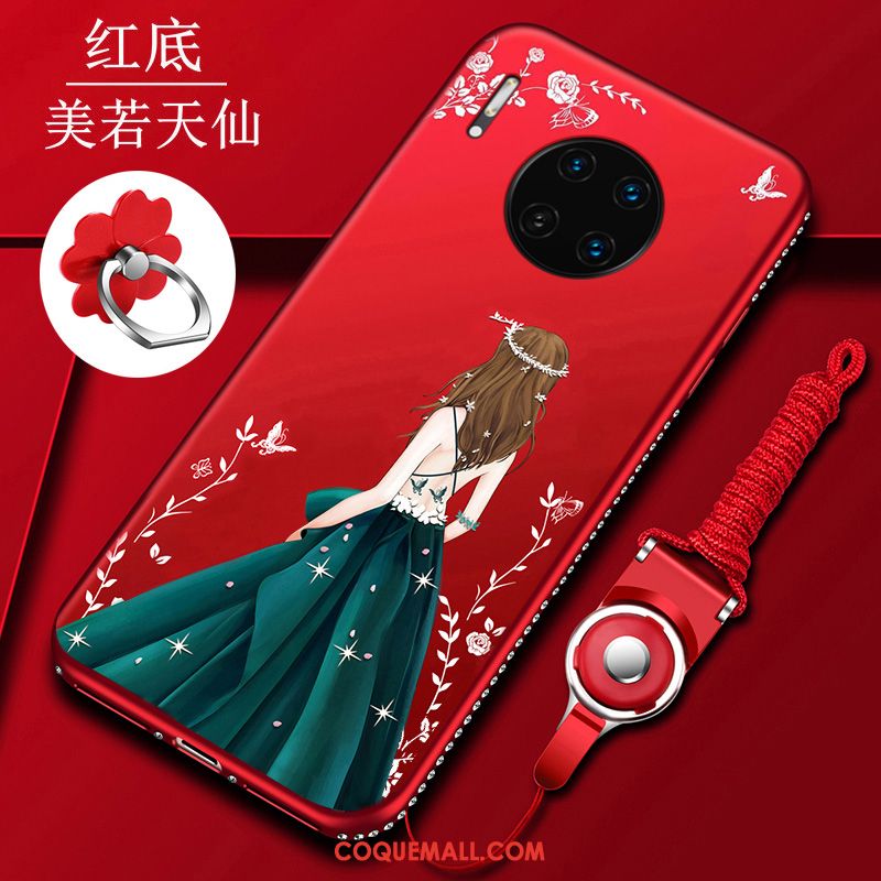 Étui Huawei Mate 30 Personnalité Rouge Téléphone Portable, Coque Huawei Mate 30 Dames Fluide Doux