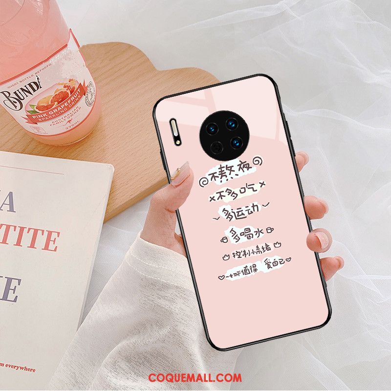 Étui Huawei Mate 30 Pro Charmant Frais Simple, Coque Huawei Mate 30 Pro Rose Créatif