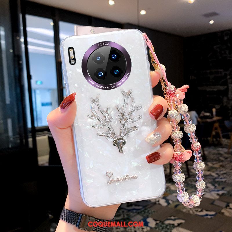 Étui Huawei Mate 30 Pro Coloré Nouveau Blanc, Coque Huawei Mate 30 Pro Tendance Strass