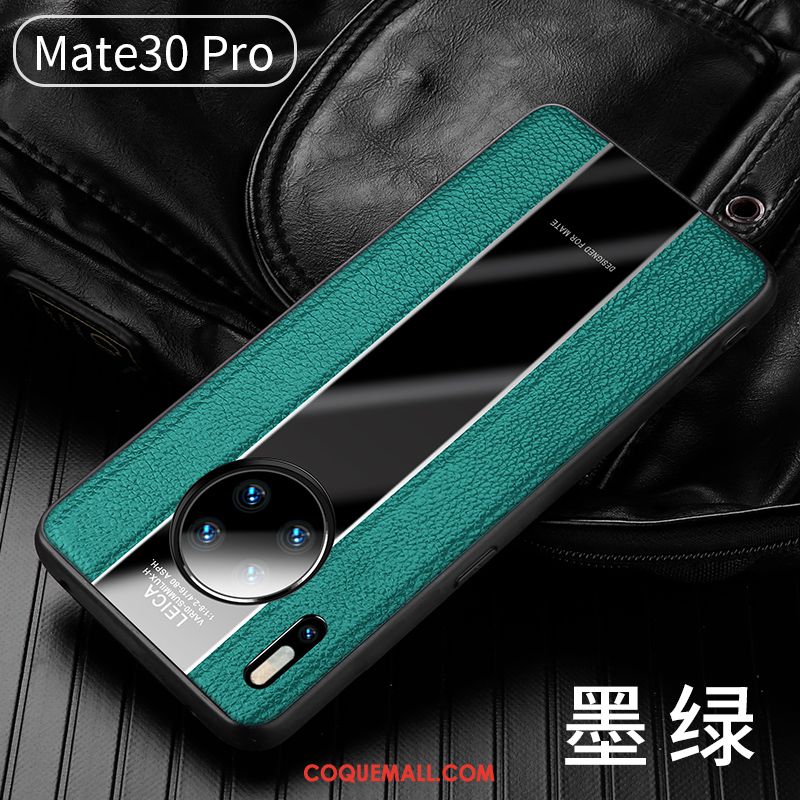 Étui Huawei Mate 30 Pro Cuir Véritable Silicone Magnétisme, Coque Huawei Mate 30 Pro Vert Tout Compris