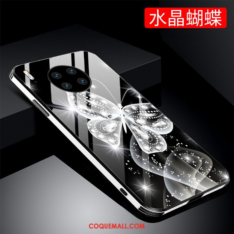 Étui Huawei Mate 30 Pro Incassable Miroir Net Rouge, Coque Huawei Mate 30 Pro Personnalité Verre