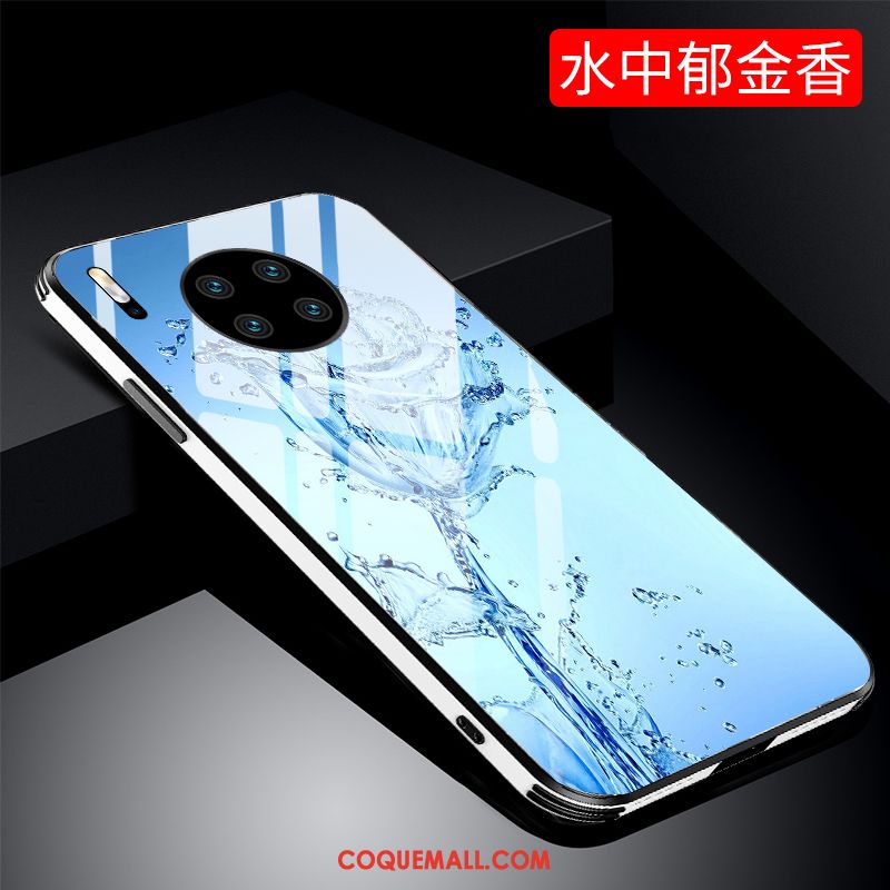 Étui Huawei Mate 30 Pro Incassable Miroir Net Rouge, Coque Huawei Mate 30 Pro Personnalité Verre