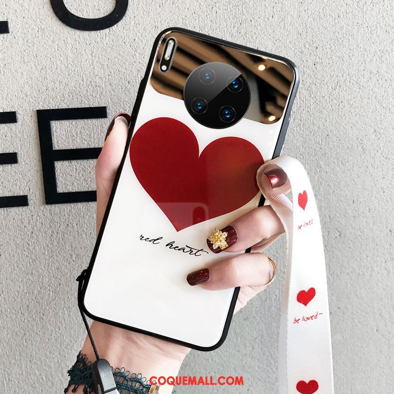 Étui Huawei Mate 30 Pro Marque De Tendance Cou Suspendu Rouge, Coque Huawei Mate 30 Pro Verre Amour