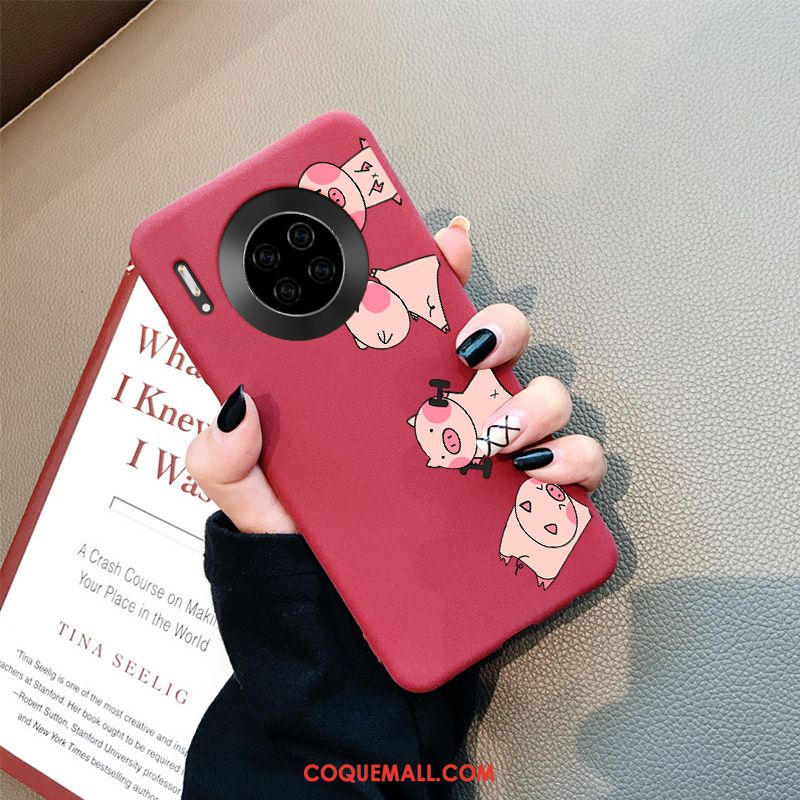 Étui Huawei Mate 30 Pro Membrane Simple Incassable, Coque Huawei Mate 30 Pro Nouveau Net Rouge