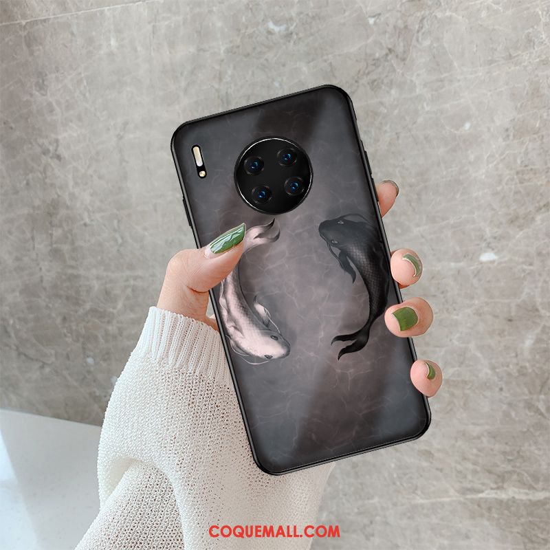 Étui Huawei Mate 30 Pro Noir Dessin Animé Mode, Coque Huawei Mate 30 Pro Refroidissement Nouveau