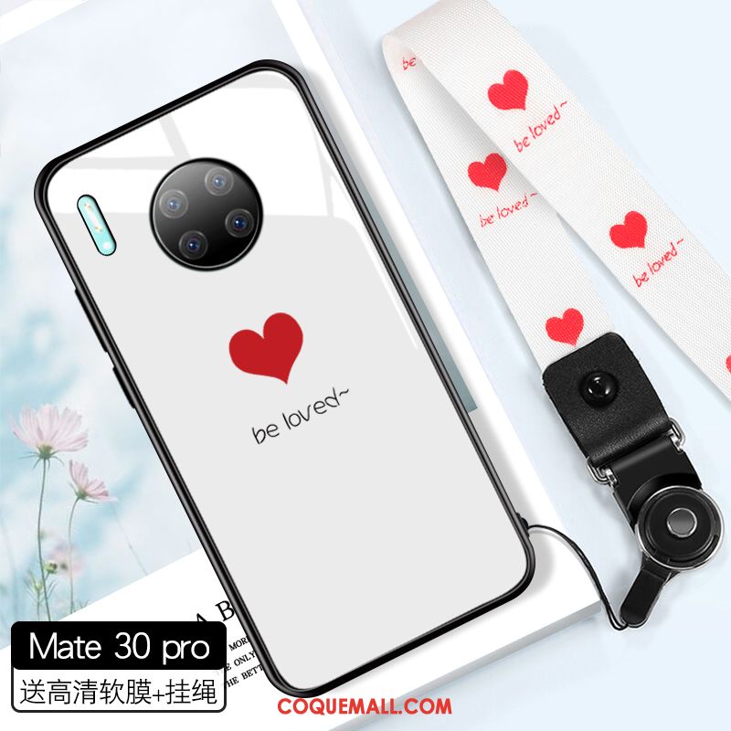 Étui Huawei Mate 30 Pro Ornements Suspendus Amoureux Très Mince, Coque Huawei Mate 30 Pro Miroir Noir