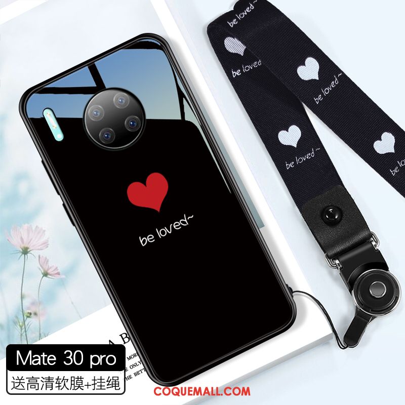 Étui Huawei Mate 30 Pro Ornements Suspendus Amoureux Très Mince, Coque Huawei Mate 30 Pro Miroir Noir