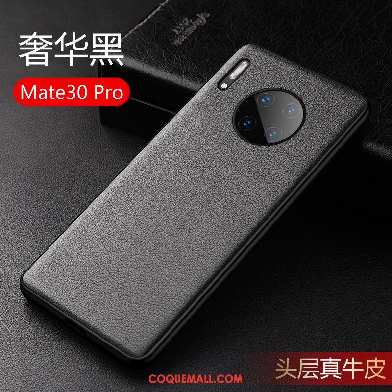 Étui Huawei Mate 30 Pro Téléphone Portable Cuir Véritable Très Mince, Coque Huawei Mate 30 Pro Tout Compris Protection Braun