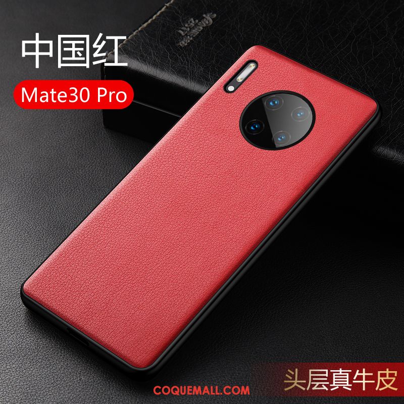 Étui Huawei Mate 30 Pro Téléphone Portable Cuir Véritable Très Mince, Coque Huawei Mate 30 Pro Tout Compris Protection Braun