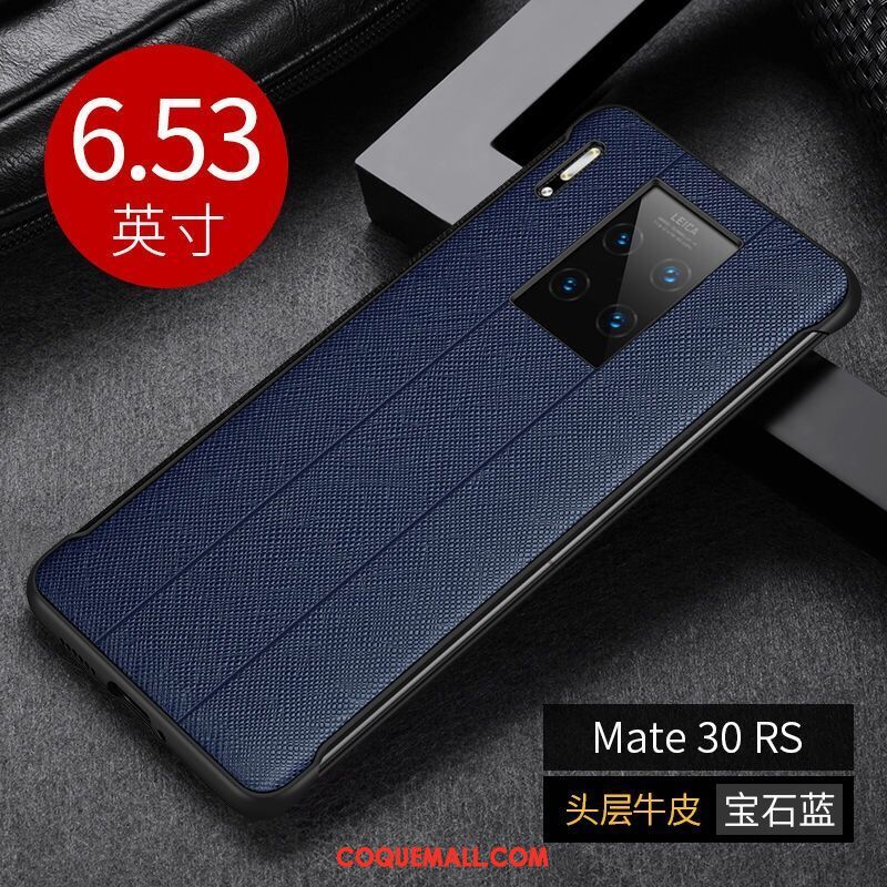 Étui Huawei Mate 30 Rs Business Cuir Véritable Téléphone Portable, Coque Huawei Mate 30 Rs Rouge Fluide Doux