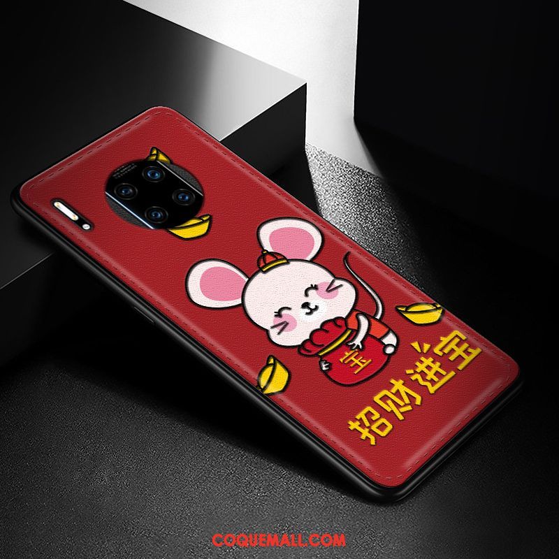 Étui Huawei Mate 30 Rs Créatif Gaufrage Modèle Fleurie, Coque Huawei Mate 30 Rs Rouge Incassable