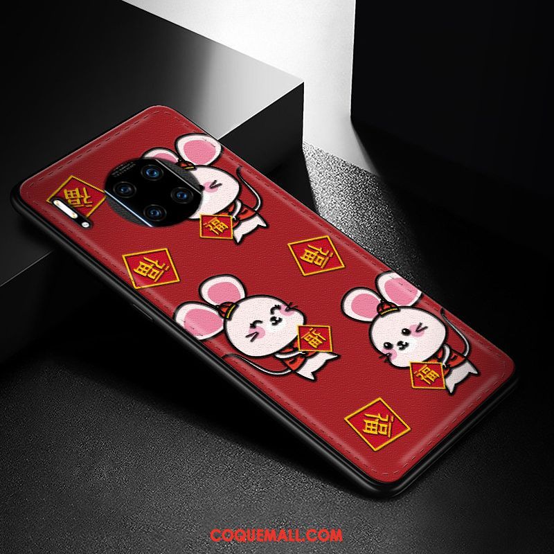 Étui Huawei Mate 30 Rs Créatif Gaufrage Modèle Fleurie, Coque Huawei Mate 30 Rs Rouge Incassable