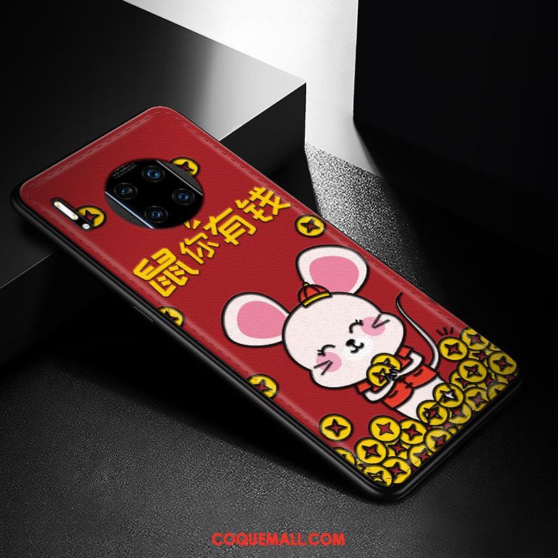 Étui Huawei Mate 30 Rs Créatif Gaufrage Modèle Fleurie, Coque Huawei Mate 30 Rs Rouge Incassable