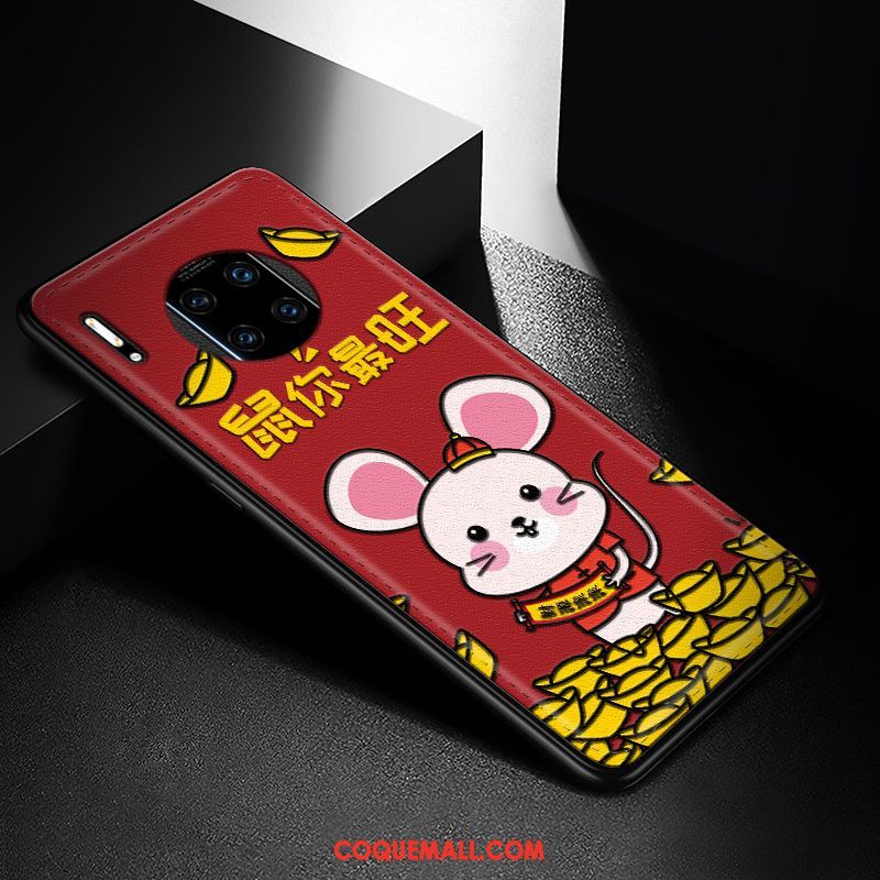 Étui Huawei Mate 30 Rs Créatif Gaufrage Modèle Fleurie, Coque Huawei Mate 30 Rs Rouge Incassable