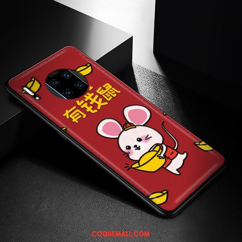 Étui Huawei Mate 30 Rs Créatif Gaufrage Modèle Fleurie, Coque Huawei Mate 30 Rs Rouge Incassable