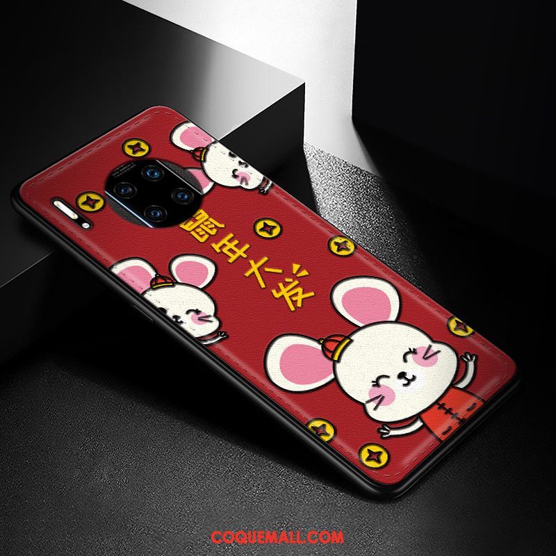 Étui Huawei Mate 30 Rs Créatif Gaufrage Modèle Fleurie, Coque Huawei Mate 30 Rs Rouge Incassable