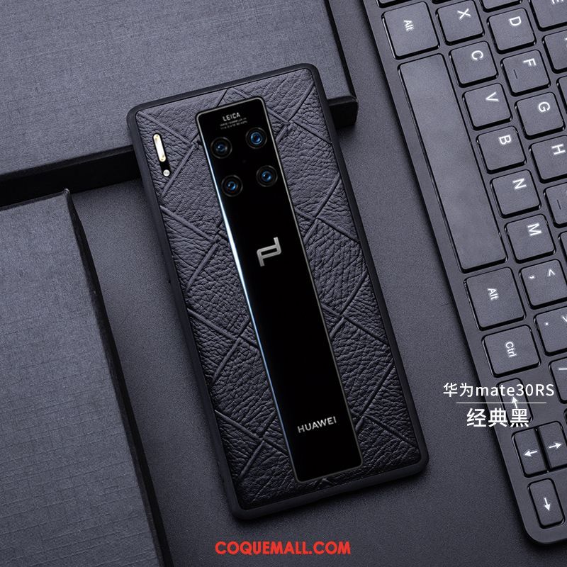 Étui Huawei Mate 30 Rs Cuir Véritable Téléphone Portable Luxe, Coque Huawei Mate 30 Rs Incassable Noir