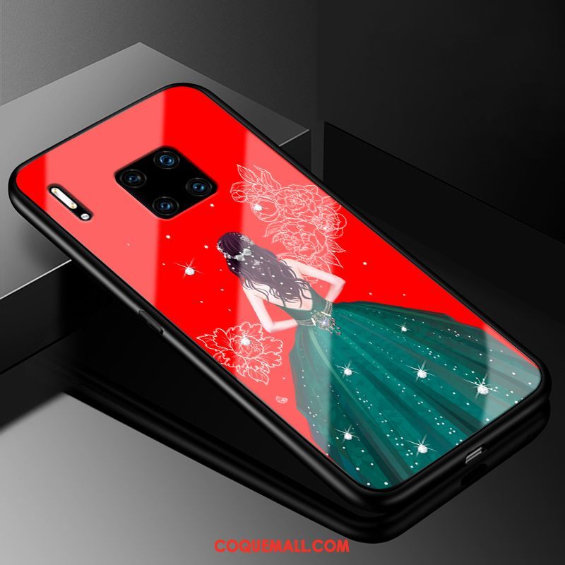 Étui Huawei Mate 30 Rs Yarn Protection Verre, Coque Huawei Mate 30 Rs Téléphone Portable Rouge