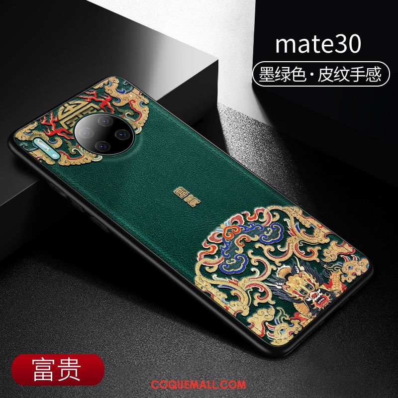 Étui Huawei Mate 30 Style Chinois Tout Compris Vert, Coque Huawei Mate 30 Nouveau Protection