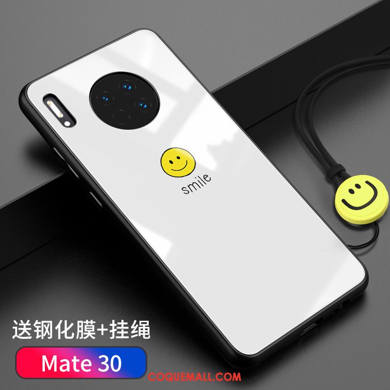 Étui Huawei Mate 30 Très Mince Personnalité Border, Coque Huawei Mate 30 Blanc Créatif