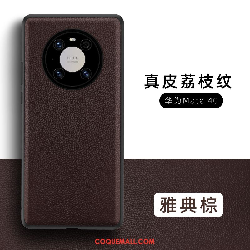 Étui Huawei Mate 40 Cuir Véritable Net Rouge Tout Compris, Coque Huawei Mate 40 En Cuir Très Mince