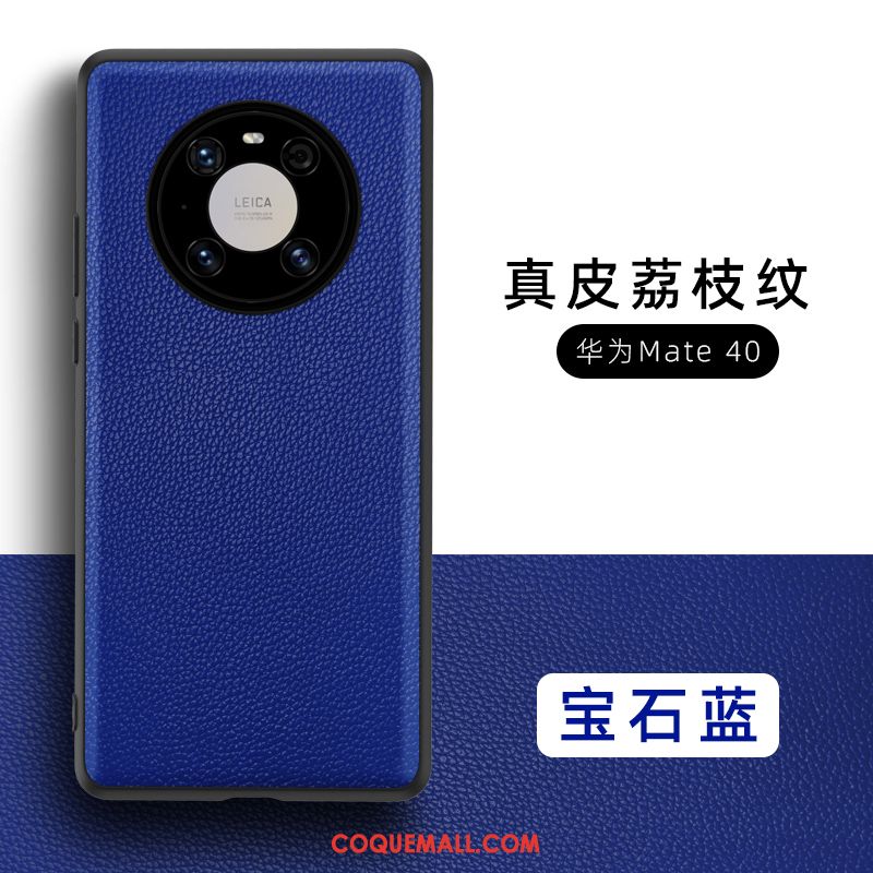 Étui Huawei Mate 40 Cuir Véritable Net Rouge Tout Compris, Coque Huawei Mate 40 En Cuir Très Mince