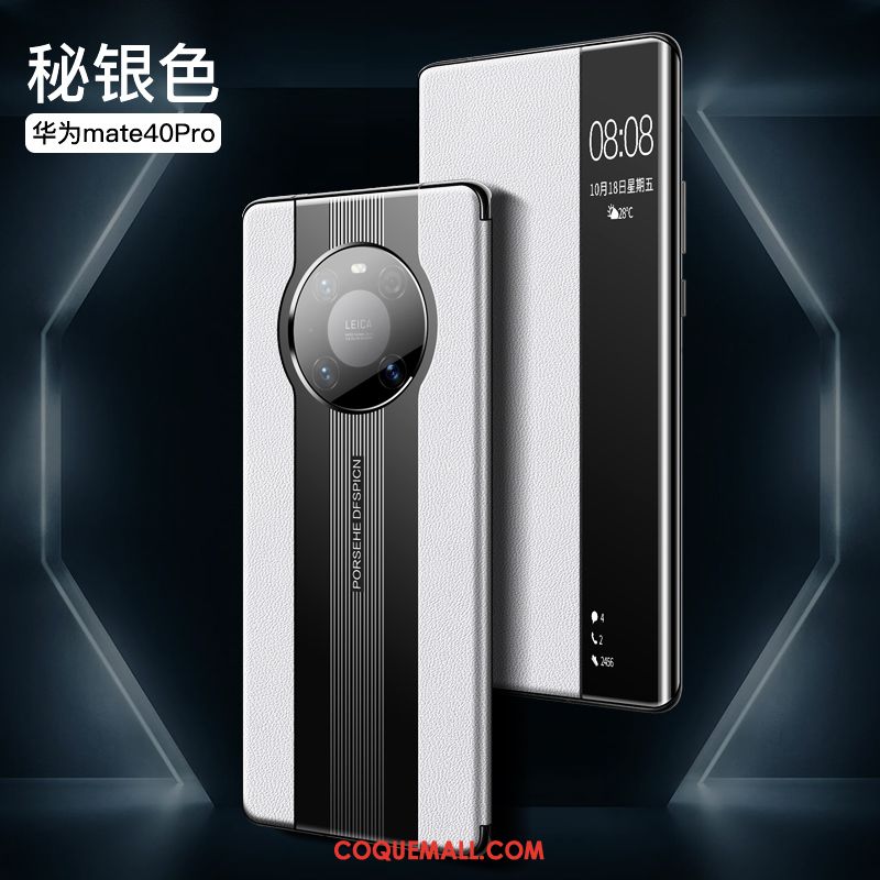 Étui Huawei Mate 40 Pro Cuir Véritable Incassable Téléphone Portable, Coque Huawei Mate 40 Pro Luxe En Cuir