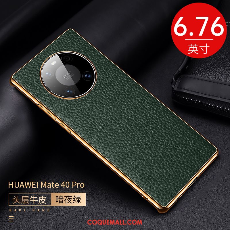 Étui Huawei Mate 40 Pro Incassable En Cuir Téléphone Portable, Coque Huawei Mate 40 Pro Modèle Fleurie Litchi