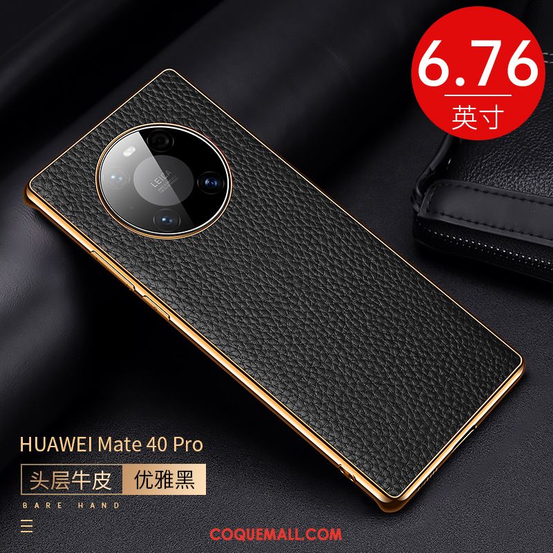 Étui Huawei Mate 40 Pro Incassable En Cuir Téléphone Portable, Coque Huawei Mate 40 Pro Modèle Fleurie Litchi